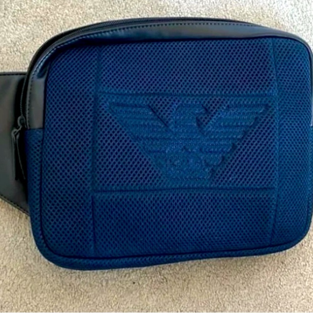 Emporio Armani Men’s Mesh Crossbody Bag(Belt Bag, Fanny Pack, Bum Bag)